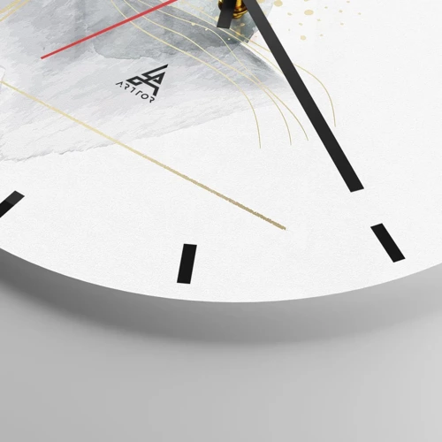 Ceas de perete - Ceas pe sticlă - Despre relația dintre gri și auriu - 30x30 cm