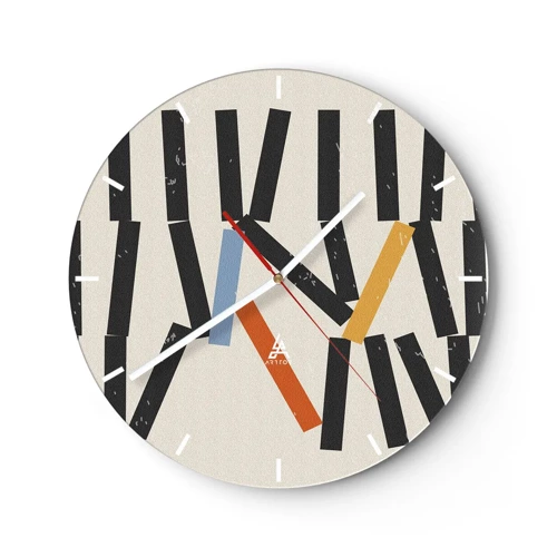 Ceas de perete - Ceas pe sticlă - Domino - compoziție - 30x30 cm