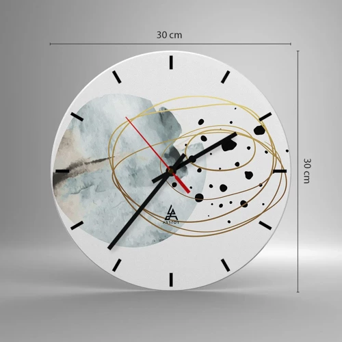 Ceas de perete - Ceas pe sticlă - În îmbrățișarea spațiului - 30x30 cm