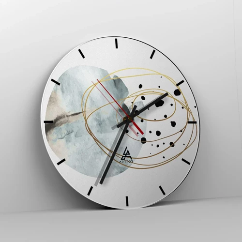 Ceas de perete - Ceas pe sticlă - În îmbrățișarea spațiului - 30x30 cm