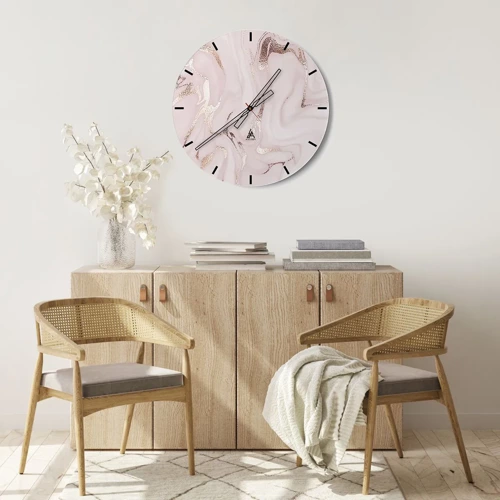 Ceas de perete - Ceas pe sticlă - În nebunia roz - 30x30 cm