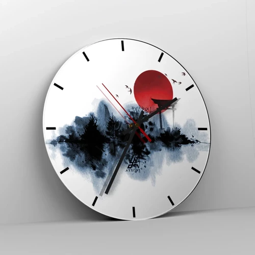 Ceas de perete - Ceas pe sticlă - O vedere japoneză - 30x30 cm