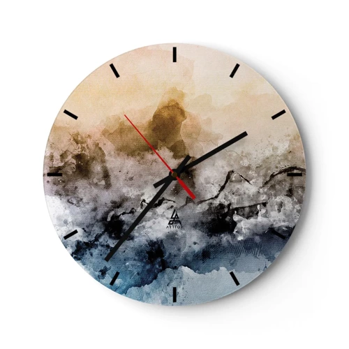 Ceas de perete - Ceas pe sticlă - Scufundate într-un vârtej de ceață - 30x30 cm