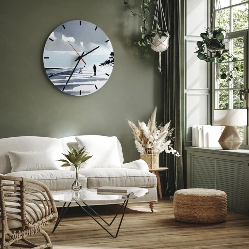 Ceas de perete - Ceas pe sticlă - Singuratic - 30x30 cm