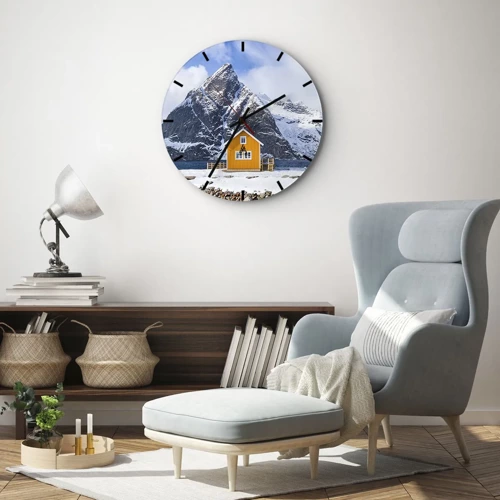 Ceas de perete - Ceas pe sticlă - Vacanță scandinavă - 30x30 cm