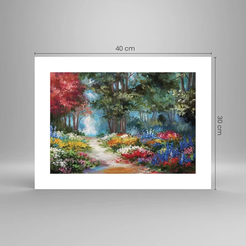 Poster - Grădină de pădure, pădure de flori - 40x30 cm