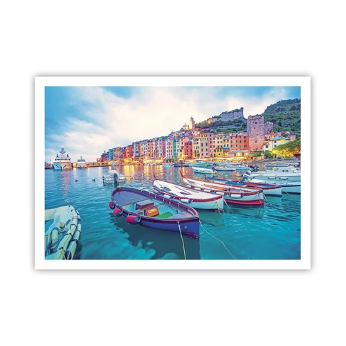 Poster - O seară plină de culoare în port - 100x70 cm