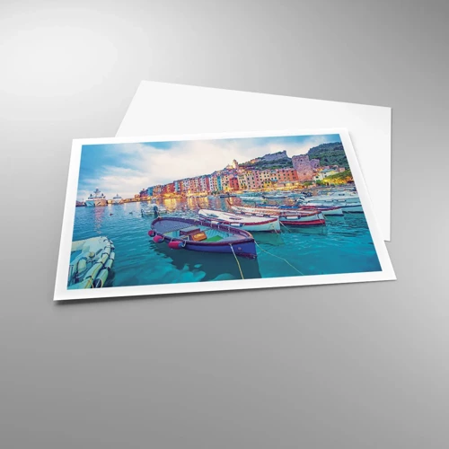 Poster - O seară plină de culoare în port - 100x70 cm