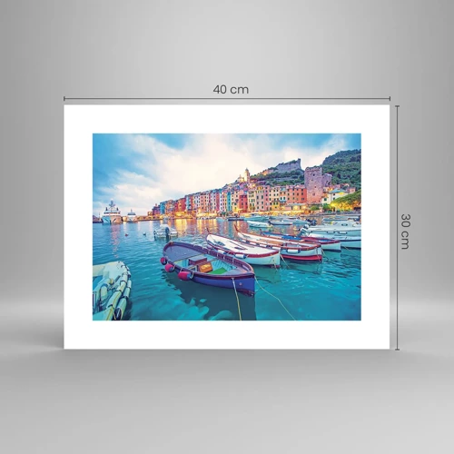 Poster - O seară plină de culoare în port - 40x30 cm