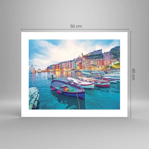 Poster - O seară plină de culoare în port - 50x40 cm