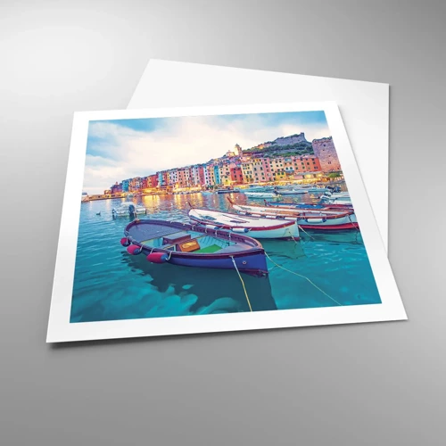 Poster - O seară plină de culoare în port - 60x60 cm