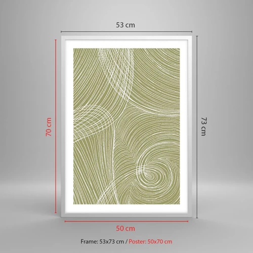 Poster în ramă albă - Abstracție complicată în alb - 50x70 cm