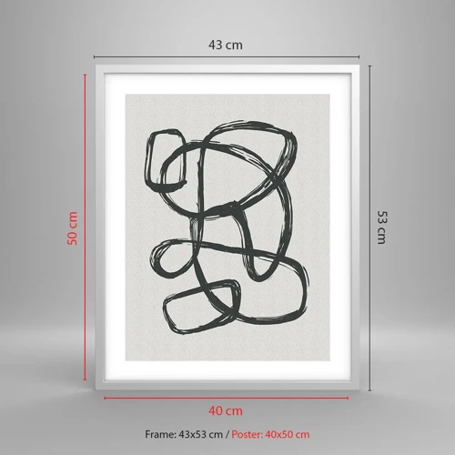 Poster în ramă albă - Abstracție în buclă - 40x50 cm