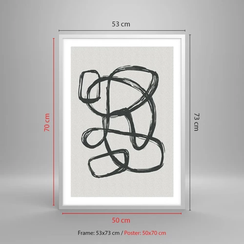 Poster în ramă albă - Abstracție în buclă - 50x70 cm