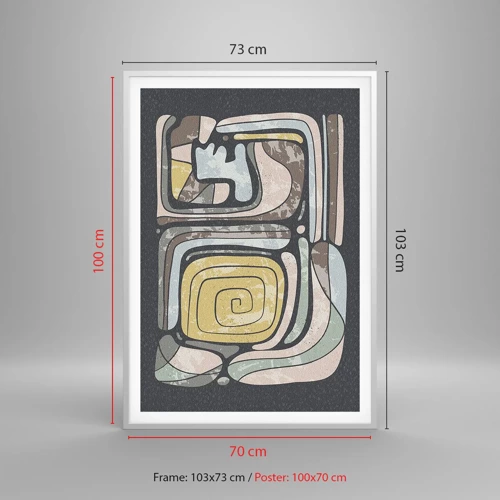 Poster în ramă albă - Abstracție în spirit precolumbian - 70x100 cm