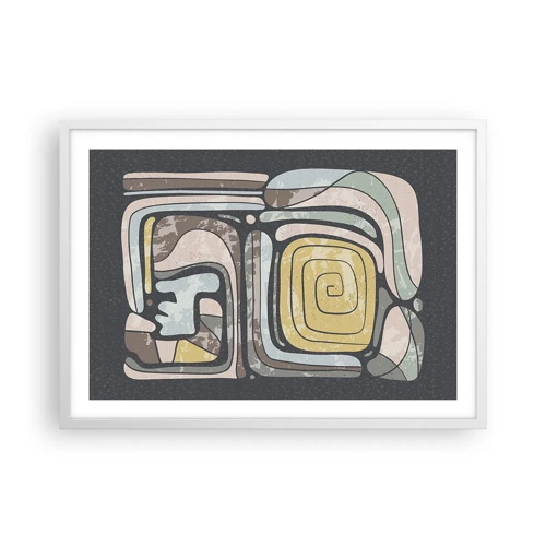 Poster în ramă albă - Abstracție în spirit precolumbian - 70x50 cm