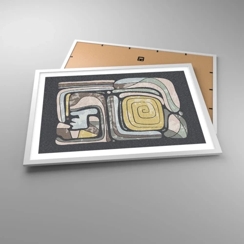 Poster în ramă albă - Abstracție în spirit precolumbian - 70x50 cm