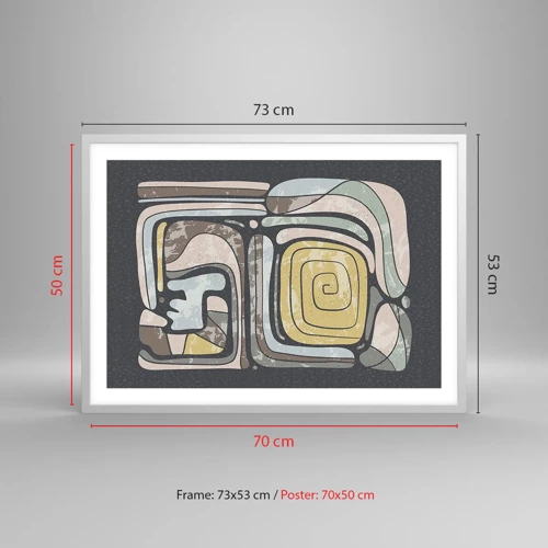 Poster în ramă albă - Abstracție în spirit precolumbian - 70x50 cm