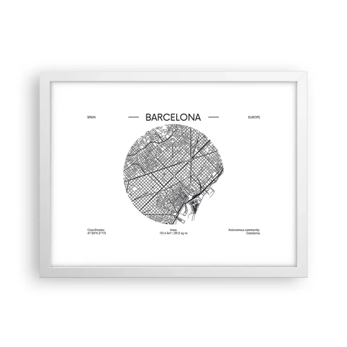 Poster în ramă albă - Anatomia Barcelonei - 40x30 cm