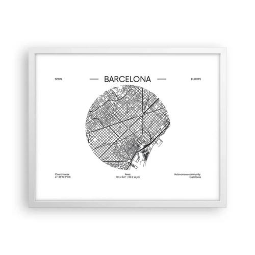 Poster în ramă albă - Anatomia Barcelonei - 50x40 cm