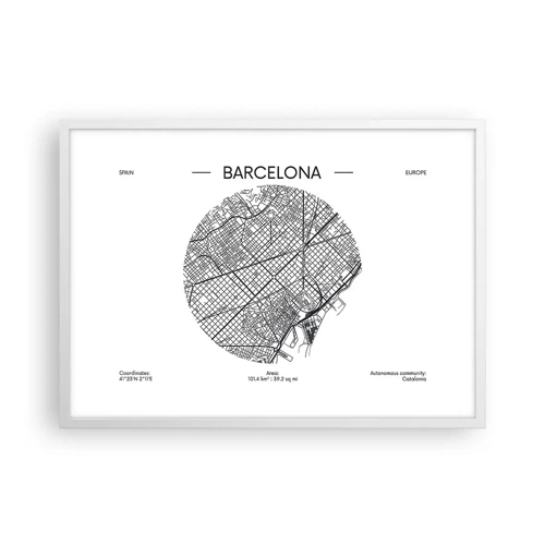 Poster în ramă albă - Anatomia Barcelonei - 70x50 cm