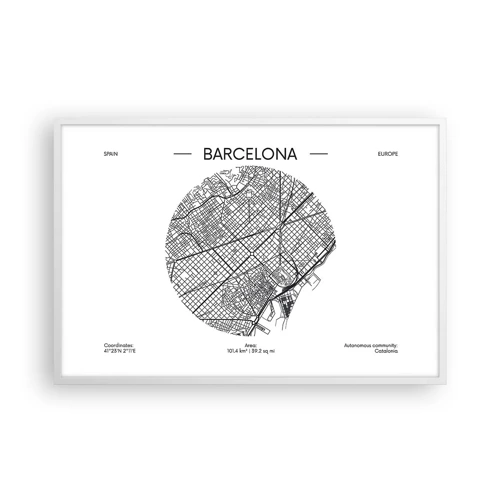 Poster în ramă albă - Anatomia Barcelonei - 91x61 cm