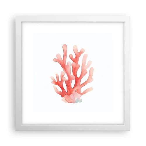 Poster în ramă albă - Culoare de coral - 30x30 cm