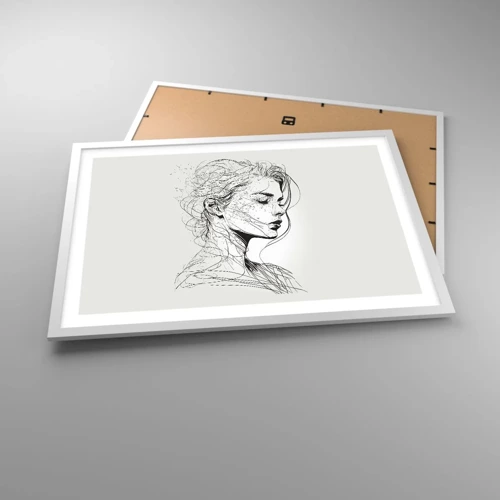 Poster în ramă albă - Desenată cu linii - 70x50 cm