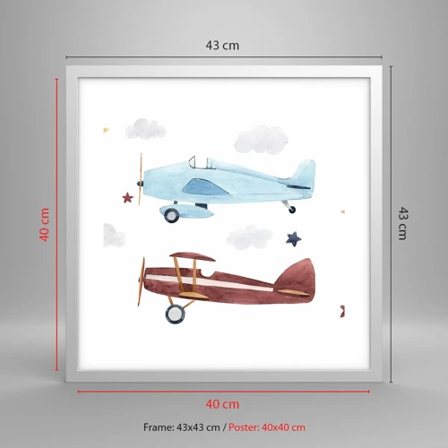 Poster în ramă albă - Domnule Pilot, vă așteptăm! - 40x40 cm