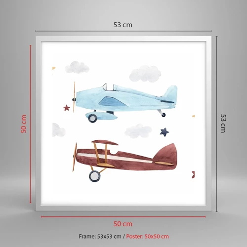 Poster în ramă albă - Domnule Pilot, vă așteptăm! - 50x50 cm