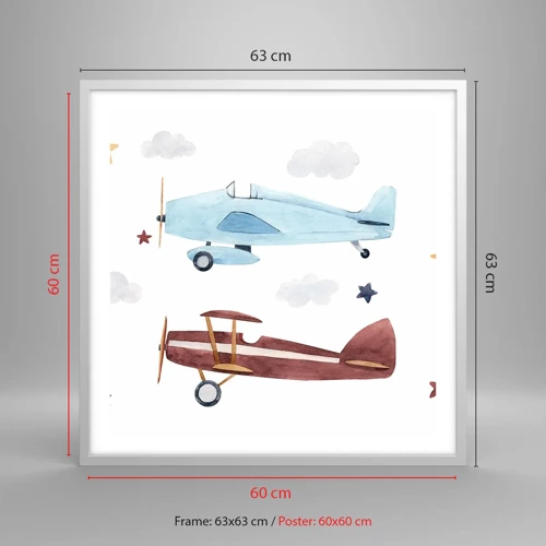 Poster în ramă albă - Domnule Pilot, vă așteptăm! - 60x60 cm