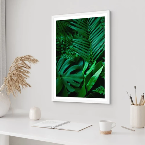 Poster în ramă albă - Înfășurate în verde - 30x40 cm