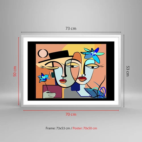 Poster în ramă albă - Întâlnire cu Picasso - 70x50 cm