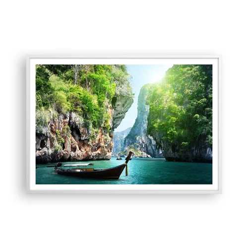 Poster în ramă albă - Invitație la o călătorie exotică - 100x70 cm