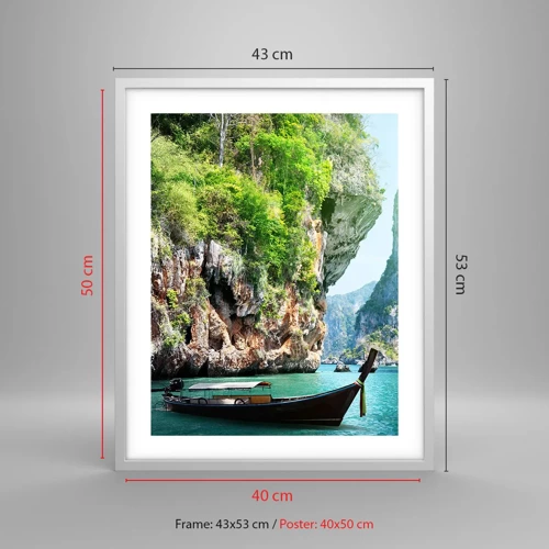 Poster în ramă albă - Invitație la o călătorie exotică - 40x50 cm