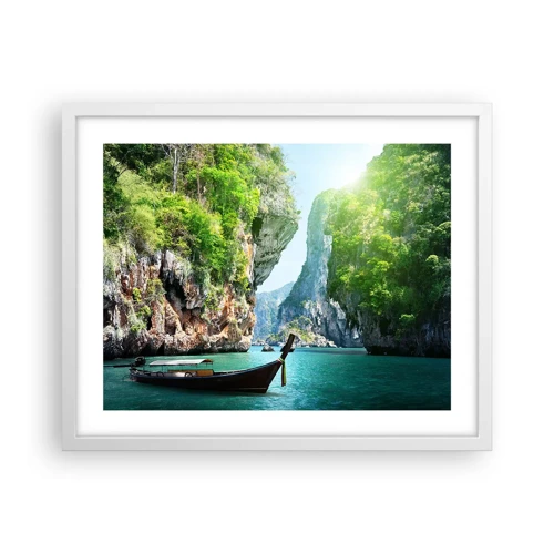 Poster în ramă albă - Invitație la o călătorie exotică - 50x40 cm