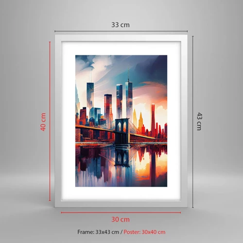 Poster în ramă albă - New York fenomenal - 30x40 cm