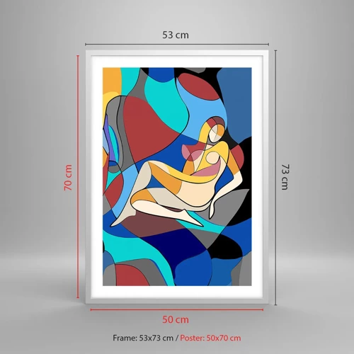 Poster în ramă albă - Nudul cubist - 50x70 cm