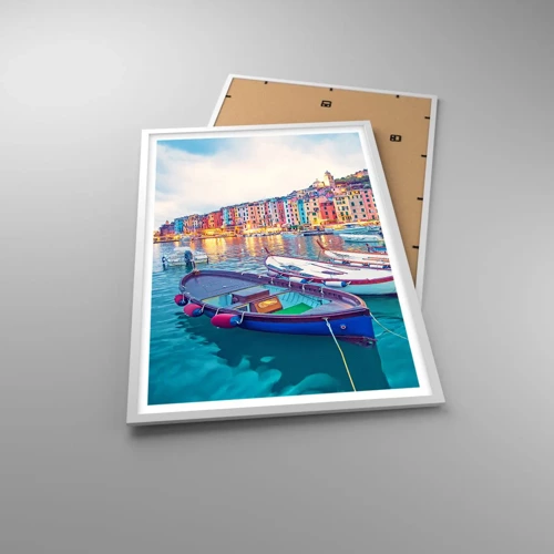 Poster în ramă albă - O seară plină de culoare în port - 61x91 cm