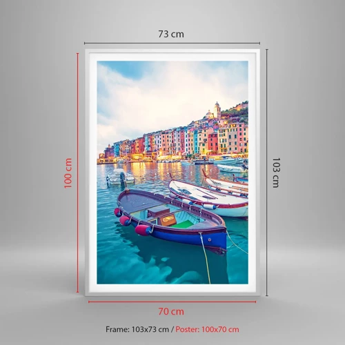 Poster în ramă albă - O seară plină de culoare în port - 70x100 cm