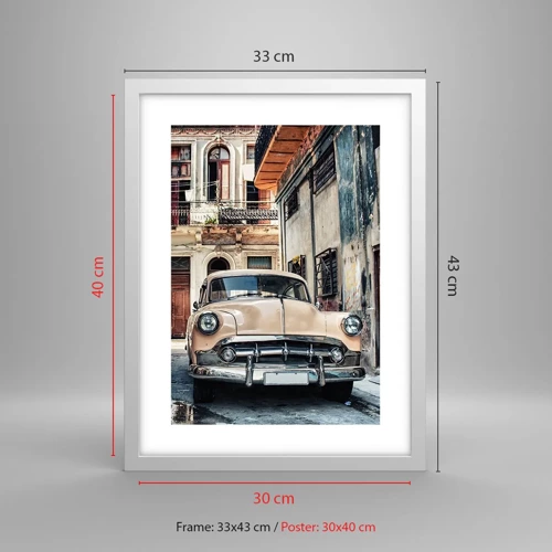 Poster în ramă albă - O siestă în Havana - 30x40 cm