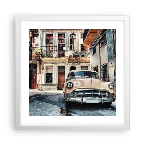 Poster în ramă albă - O siestă în Havana - 40x40 cm