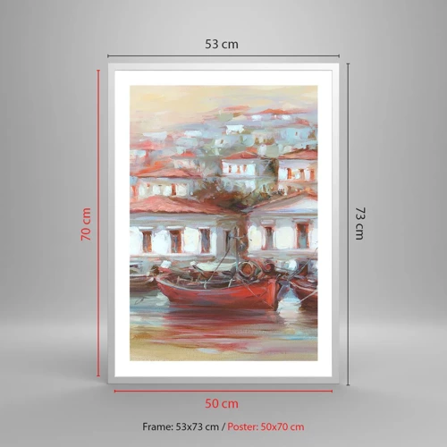 Poster în ramă albă - Orășel fericit - 50x70 cm