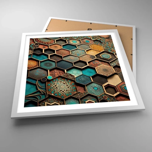 Poster în ramă albă - Ornamente arabe - o variație - 50x50 cm