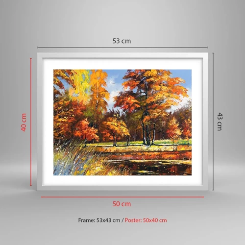 Poster în ramă albă - Peisaj în aur și bronz - 50x40 cm