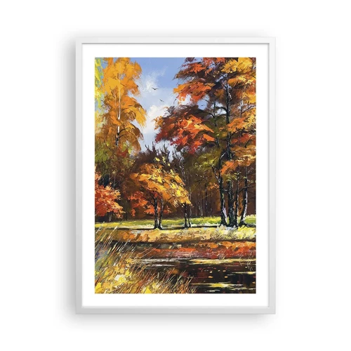 Poster în ramă albă - Peisaj în aur și bronz - 50x70 cm