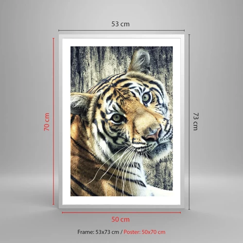 Poster în ramă albă - Portret în fluxuri de lumină - 50x70 cm