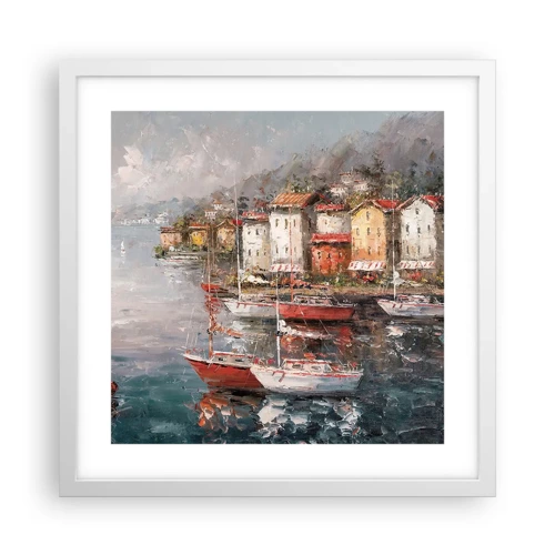 Poster în ramă albă - Portul romantic - 40x40 cm