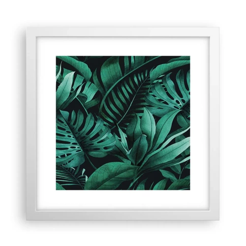 Poster în ramă albă - Profunzimea verdelui tropical - 30x30 cm