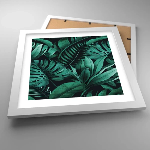 Poster în ramă albă - Profunzimea verdelui tropical - 30x30 cm